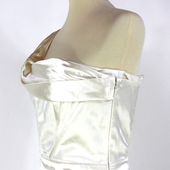 Reformation Eisa Silk Wedding Dress NEW One Shoulder Maxi Corset Slit Gown Sz 6 - Picture 4 of 8